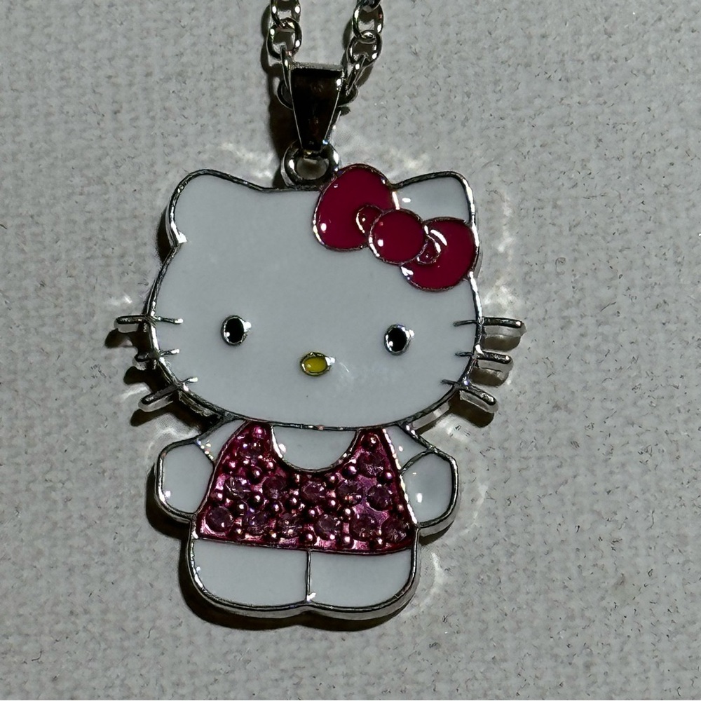 NEW SANRIO HELLO KITTY Rhinestone Enamel Charm Necklace